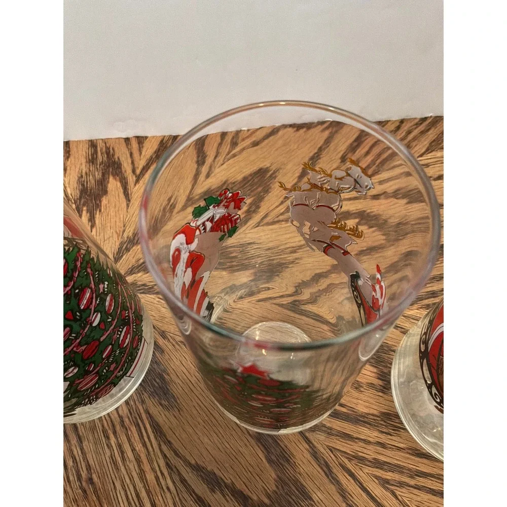 Christmascore Unisex Unbranded Santa Christmas Tree Glass Tumbler Set 4 Clear